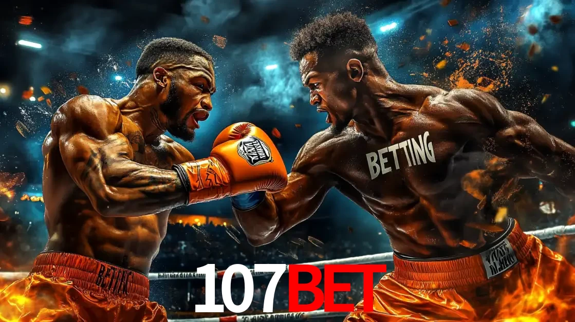 Dois boxeadores em uma luta intensa e explosiva, representando a adrenalina e as oportunidades de apostas em esportes de combate disponíveis na plataforma 107bet.